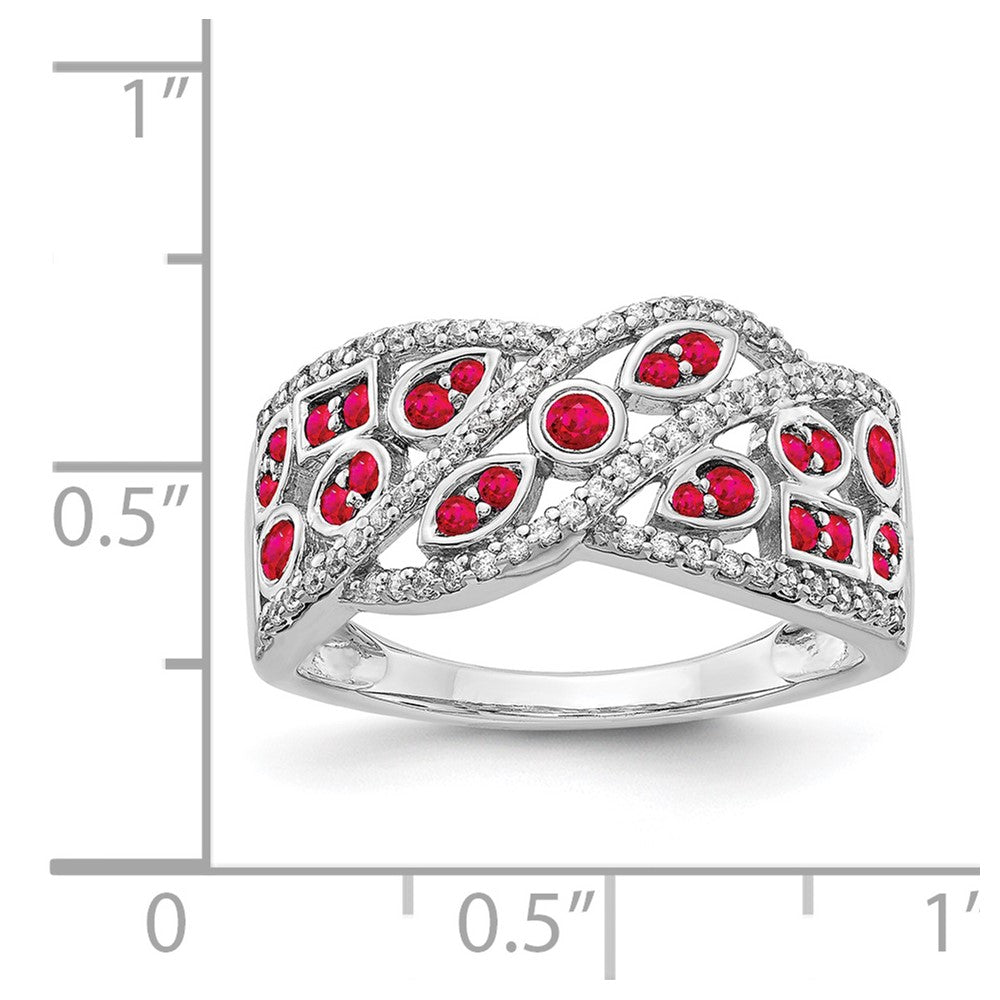 14k White Gold Diamond & Ruby Fancy Ring