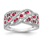 14k White Gold Diamond & Ruby Fancy Ring