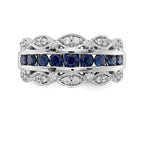 14k White Gold Graduated Channel-set Blue Sapphire and 1/5 carat Diamond Fancy Ring