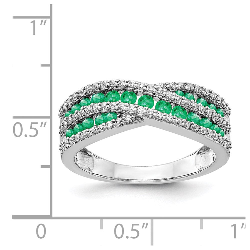 14k White Gold Emerald and 1/3 carat Diamond Fancy Ring