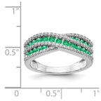 14k White Gold Emerald and 1/3 carat Diamond Fancy Ring