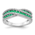 14k White Gold Emerald and 1/3 carat Diamond Fancy Ring