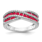 14k White Gold Ruby and 1/3 carat Diamond Fancy Ring