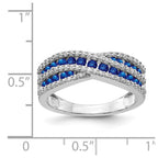 14k White Gold Blue Sapphire and 1/3 carat Diamond Fancy Ring