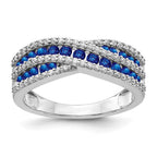 14k White Gold Blue Sapphire and 1/3 carat Diamond Fancy Ring
