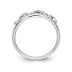 14k White Gold Graduated Emerald and 1/5 carat Diamond Fancy Twist Ring