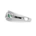 14k White Gold Graduated Emerald and 1/5 carat Diamond Fancy Twist Ring