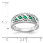 14k White Gold Graduated Emerald and 1/5 carat Diamond Fancy Twist Ring