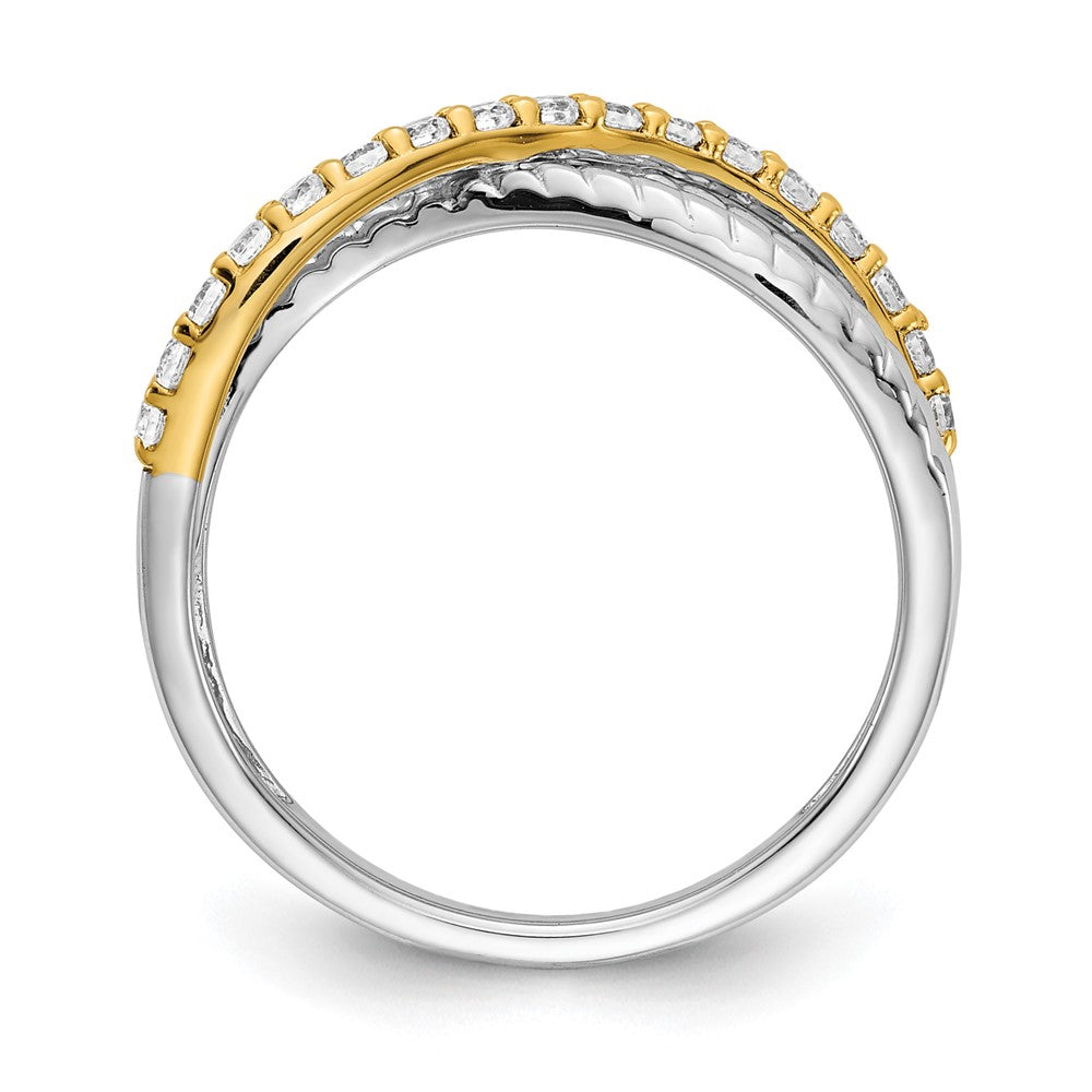 14k Two-tone 1/4 carat Diamond Fancy 3-Strand Ring