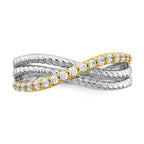 14k Two-tone 1/4 carat Diamond Fancy 3-Strand Ring