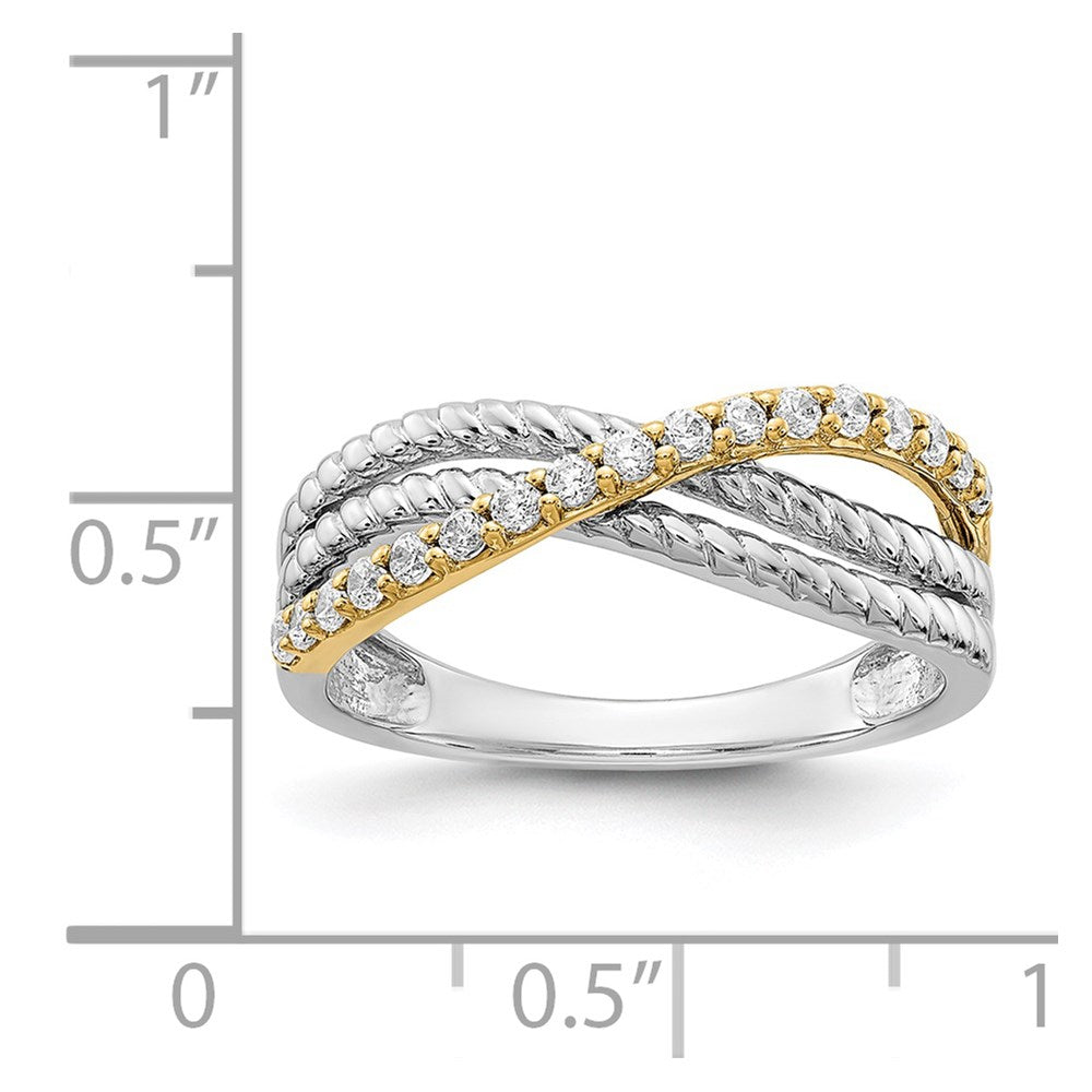 14k Two-tone 1/4 carat Diamond Fancy 3-Strand Ring