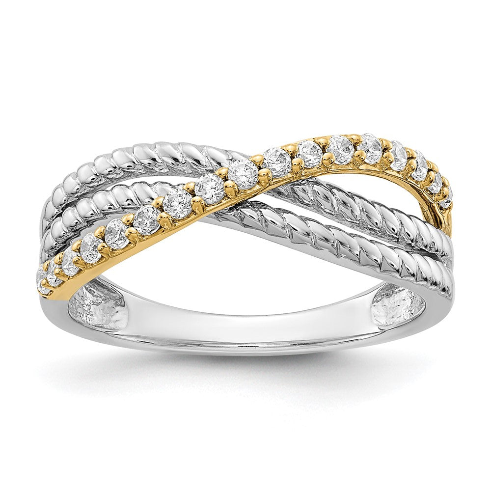14k Two-tone 1/4 carat Diamond Fancy 3-Strand Ring