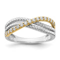 14k Two-tone 1/4 carat Diamond Fancy 3-Strand Ring