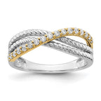 14k Two-tone 1/4 carat Diamond Fancy 3-Strand Ring