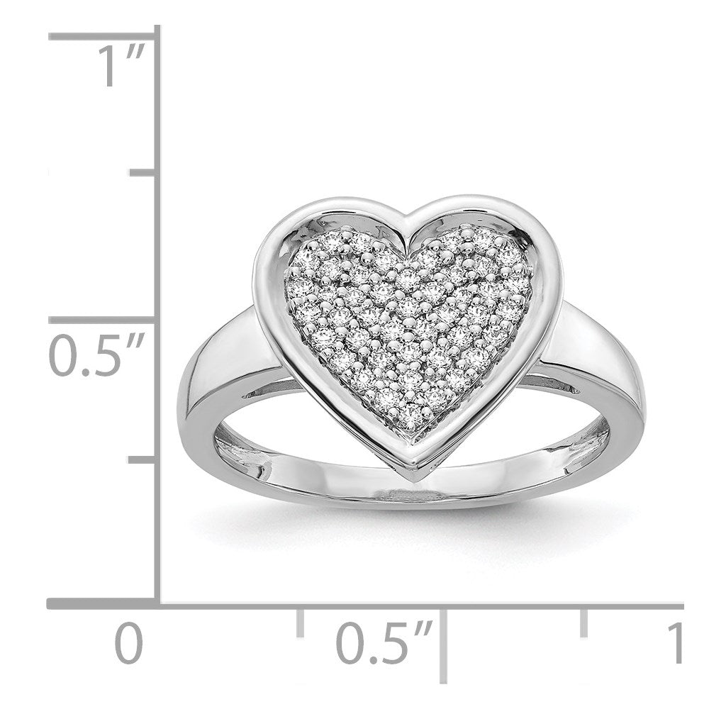 14k White Gold 1/4 carat Diamond Pave Heart Ring