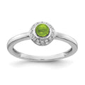 14k White Gold 1/15 carat Diamond and 4mm Round Cabochon Peridot Halo Ring