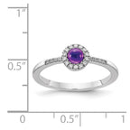 14k White Gold 1/10 carat Diamond and 3.7mm Round Cabochon Amethyst Halo Ring