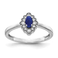 14k White Gold 1/10 carat Diamond and 5x3mm Oval Cabochon Blue Sapphire Halo Ring