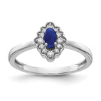 14k White Gold 1/10 carat Diamond and 5x3mm Oval Cabochon Blue Sapphire Halo Ring