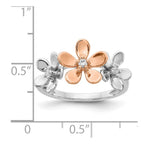 14k Rose and White Gold 1/10 carat Diamond Flower Ring