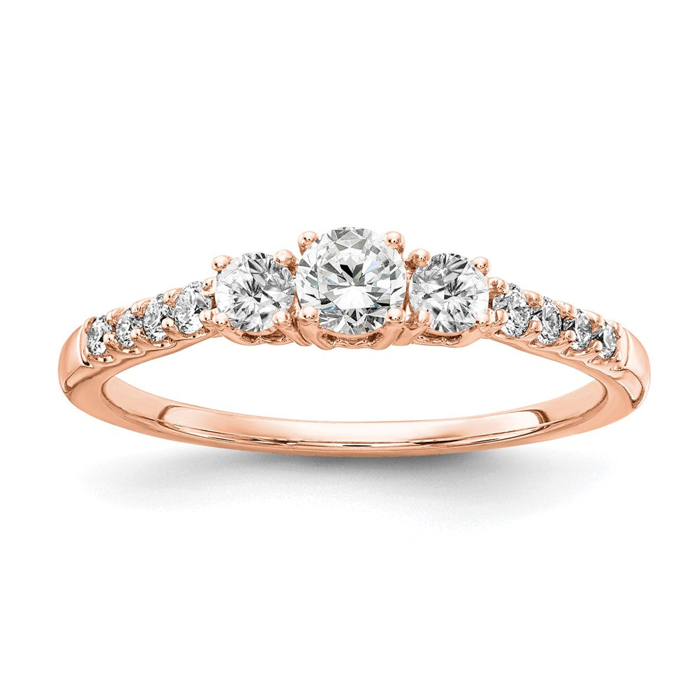 14kr TRUE ORIGIN Lab Grown Diamond VS+ F+ 1/2 ctw 3 Stone Plus Band