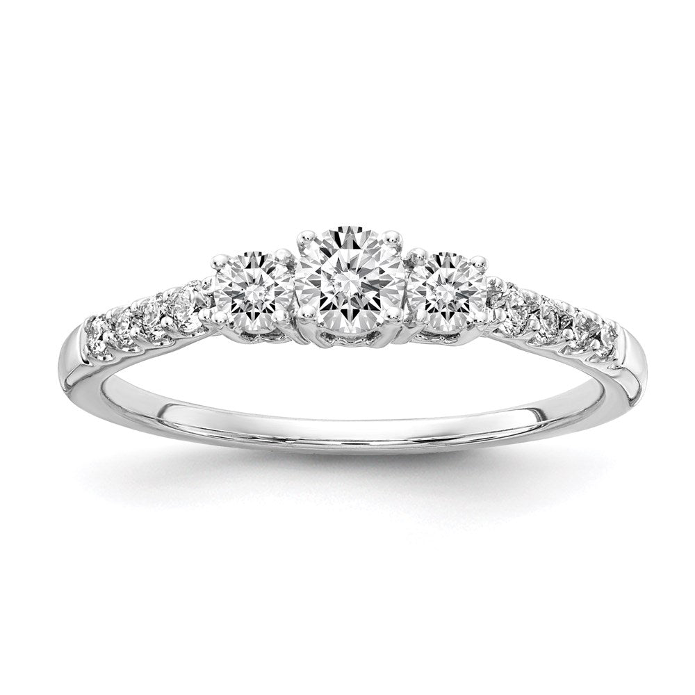 14kw True Origin Lab Grown Diamond VS/SI, D E F, 1/2 ctw 3 Stone Plus Complete Band