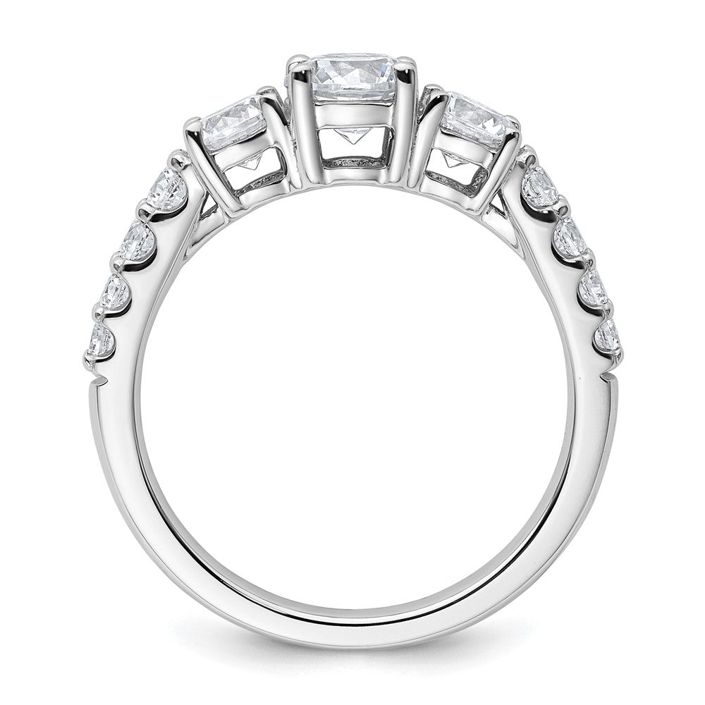 14k White Gold 1 1/2 carat Lab Grown Diamond VS+ F+ Round Complete Three Stone Engagement Ring