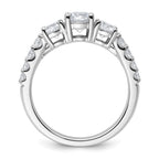 14k White Gold 1 1/2 carat Lab Grown Diamond VS+ F+ Round Complete Three Stone Engagement Ring