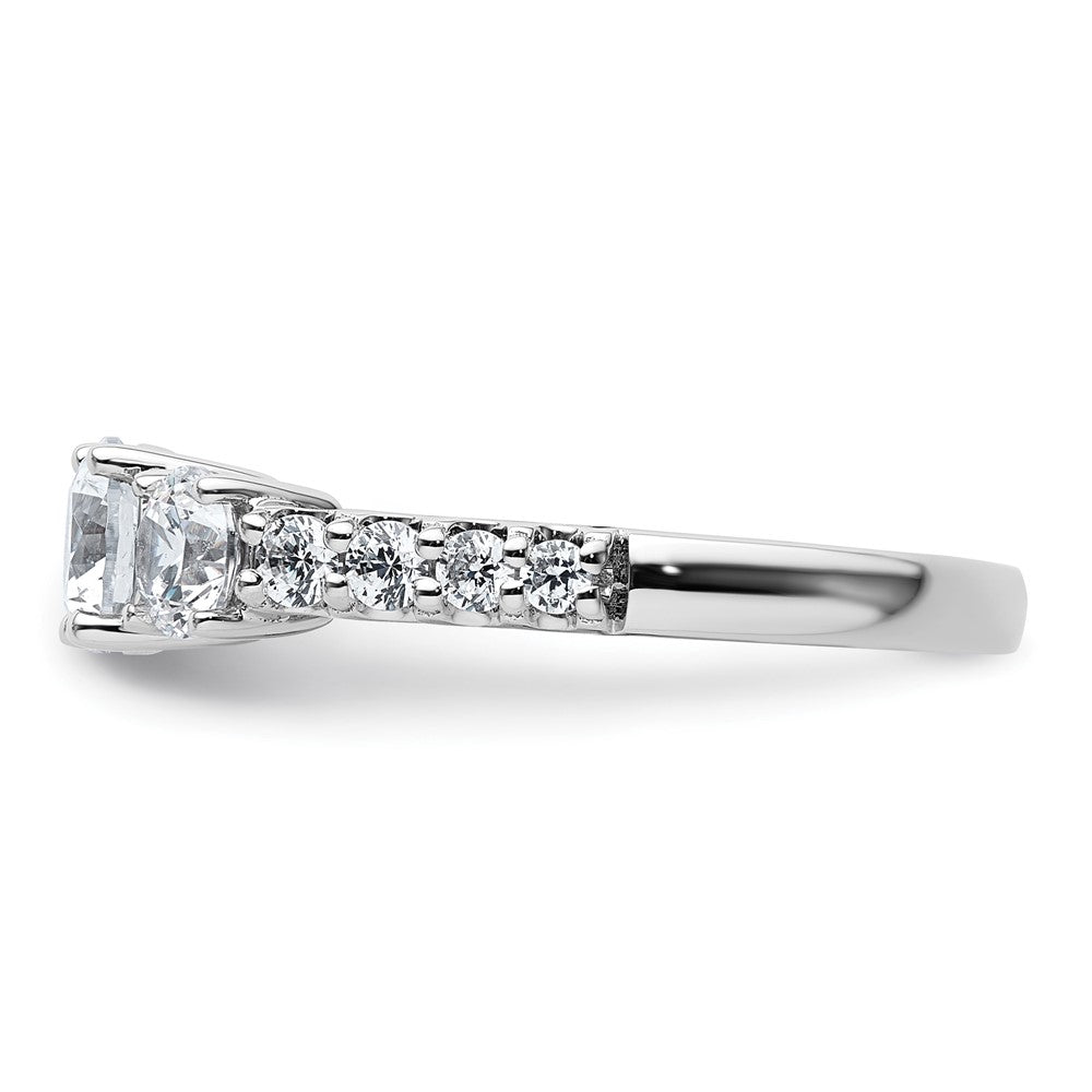 14k White Gold 1 1/2 carat Lab Grown Diamond VS+ F+ Round Complete Three Stone Engagement Ring