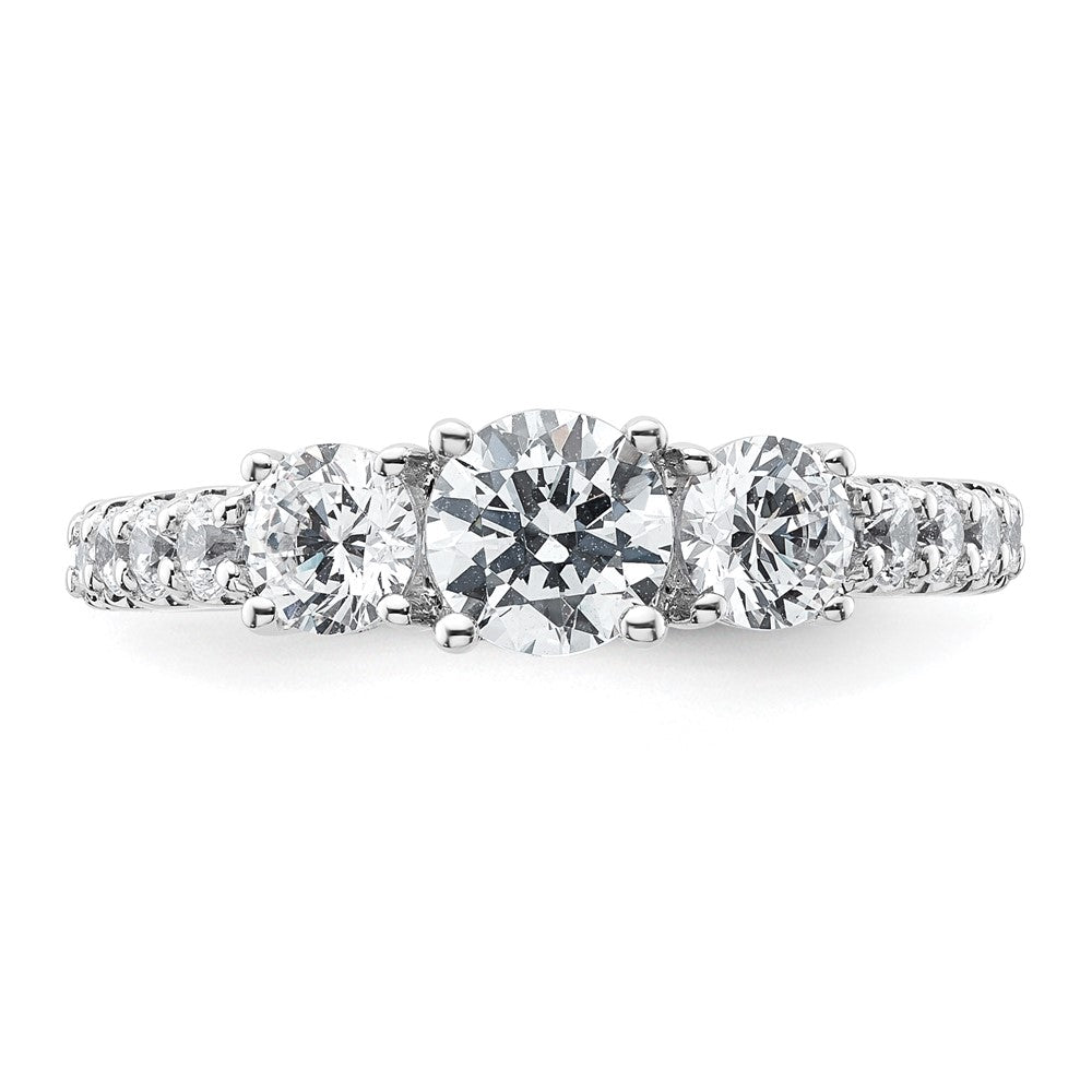 14k White Gold 1 1/2 carat Lab Grown Diamond VS+ F+ Round Complete Three Stone Engagement Ring