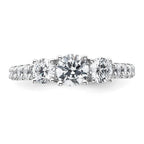 14k White Gold 1 1/2 carat Lab Grown Diamond VS+ F+ Round Complete Three Stone Engagement Ring