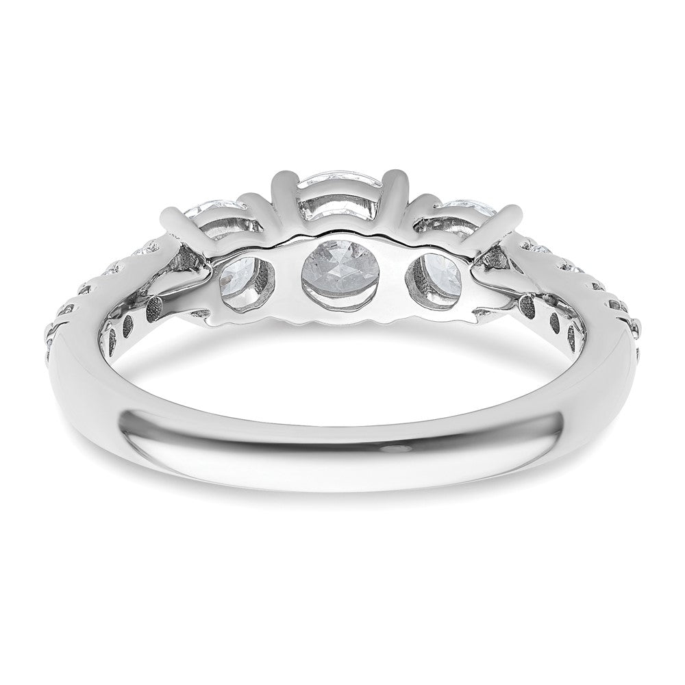14k White Gold 1 1/2 carat Lab Grown Diamond VS+ F+ Round Complete Three Stone Engagement Ring