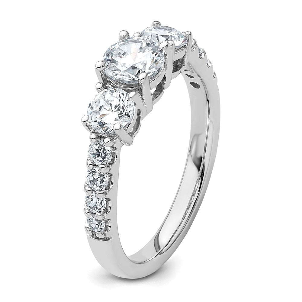 14k White Gold 1 1/2 carat Lab Grown Diamond VS+ F+ Round Complete Three Stone Engagement Ring