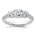 14k White Gold 1 1/2 carat Lab Grown Diamond VS+ F+ Round Complete Three Stone Engagement Ring