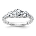 14k White Gold 1 1/2 carat Lab Grown Diamond VS+ F+ Round Complete Three Stone Engagement Ring