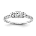 14k White Gold 3/4 carat Lab Grown Diamond VS/SI+ G+ Round Complete Three Stone Engagement Ring