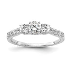 14k White Gold 3/4 carat Lab Grown Diamond VS/SI+ G+ Round Complete Three Stone Engagement Ring