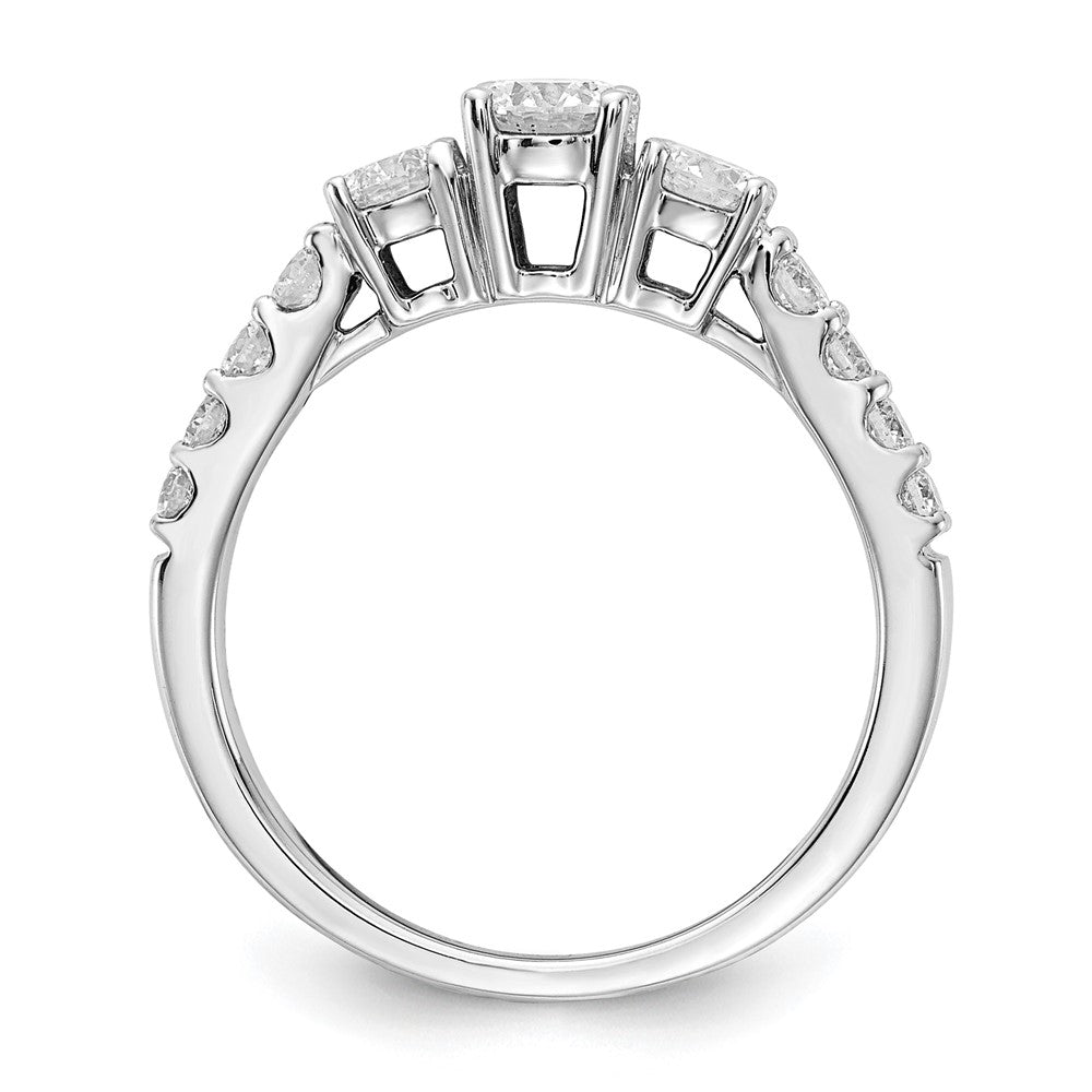 14k White Gold 1 carat Lab Grown Diamond VS+ F+ Round Complete Three Stone Engagement Ring