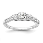 14k White Gold 1 carat Lab Grown Diamond VS+ F+ Round Complete Three Stone Engagement Ring
