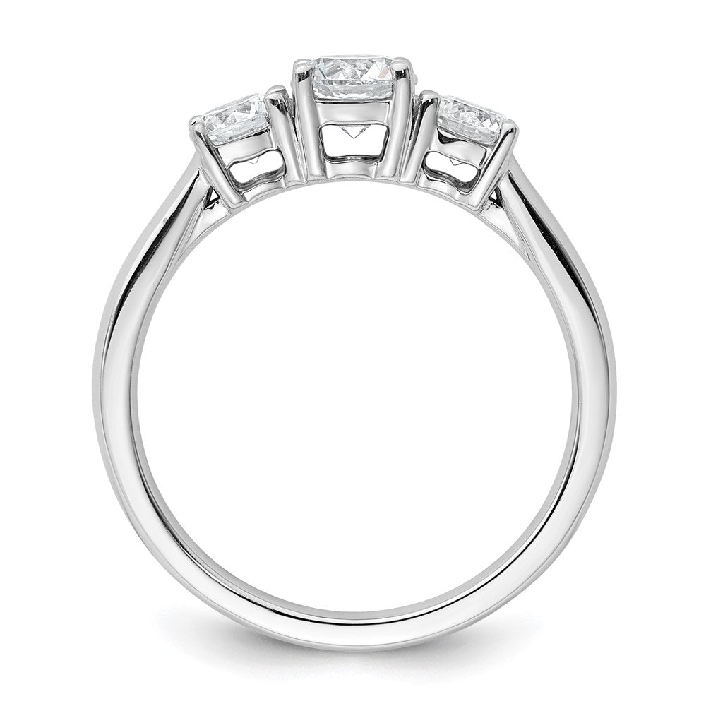 14k White Gold 1 carat Lab Grown Diamond VS+ F+ Three Stone Complete Engagement Ring