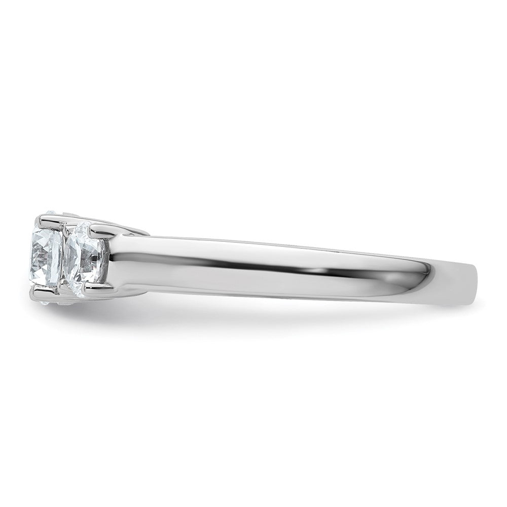 14k White Gold 1 carat Lab Grown Diamond VS+ F+ Three Stone Complete Engagement Ring