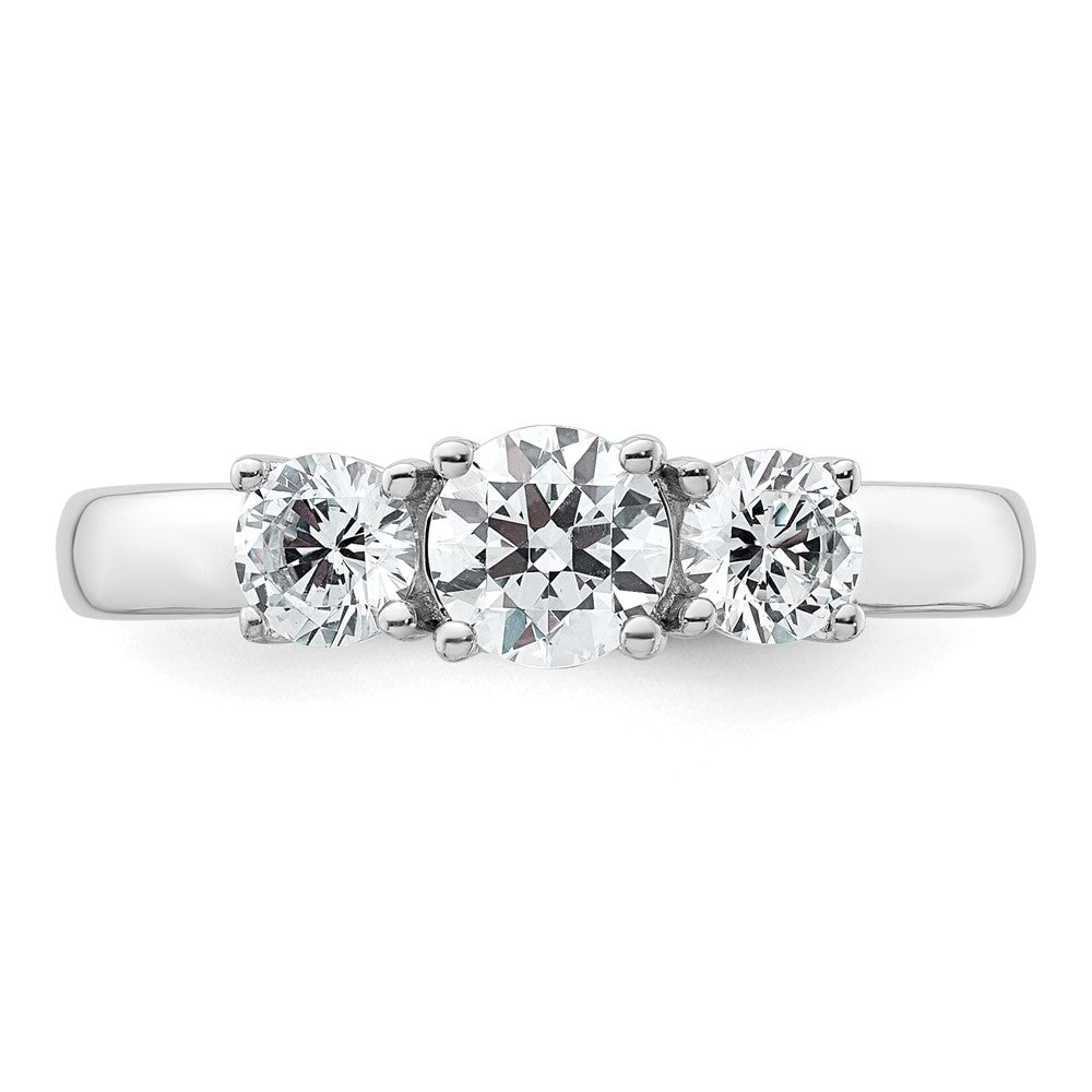 14k White Gold 1 carat Lab Grown Diamond VS+ F+ Three Stone Complete Engagement Ring