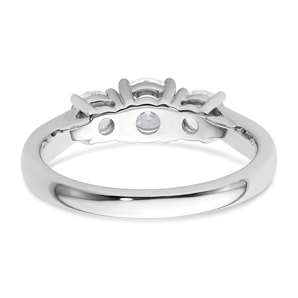 14k White Gold 1 carat Lab Grown Diamond VS+ F+ Three Stone Complete Engagement Ring