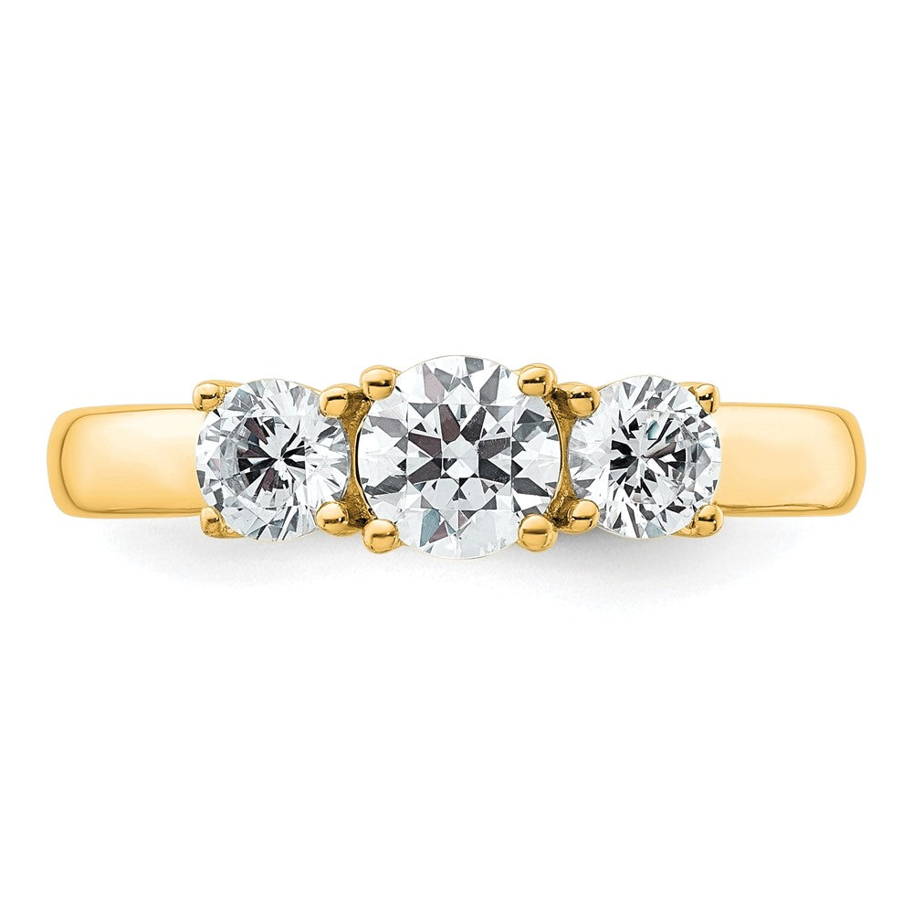 14k 1 carat Lab Grown Diamond VS+ F+ Three Stone Complete Engagement Ring