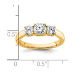 14k 1 carat Lab Grown Diamond VS+ F+ Three Stone Complete Engagement Ring