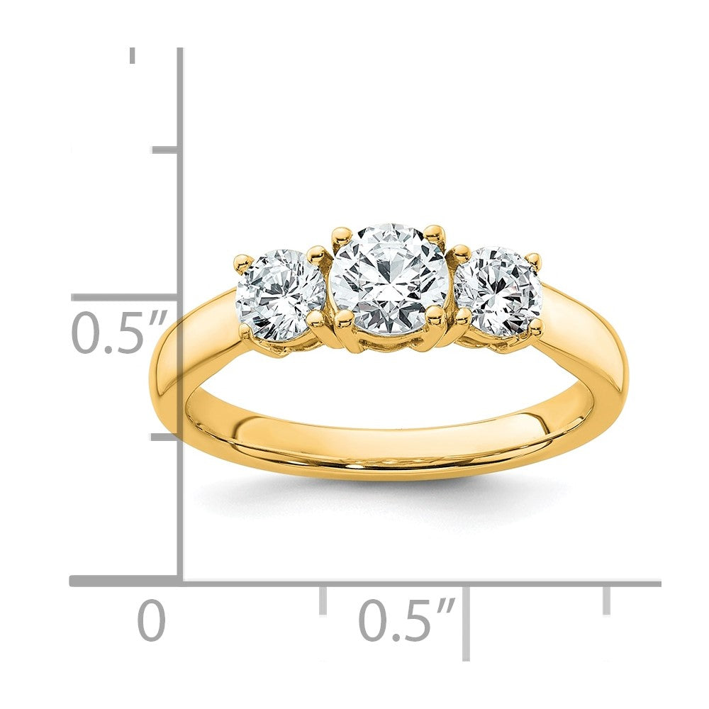 14k 1 carat Lab Grown Diamond VS+ F+ Three Stone Complete Engagement Ring