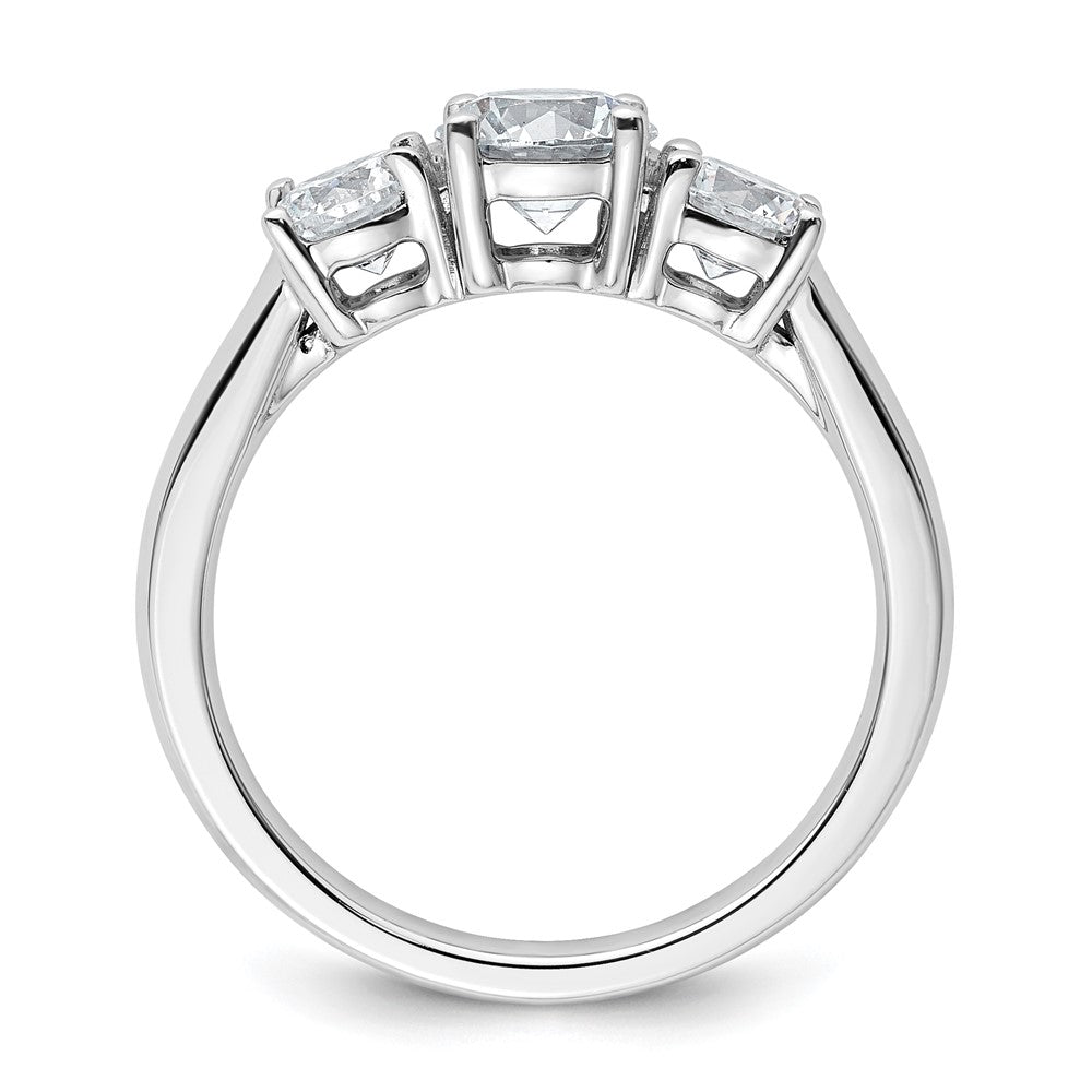 14k White Gold 1 1/2 carat Lab Grown Diamond VS+ F+ Three Stone Complete Engagement Ring