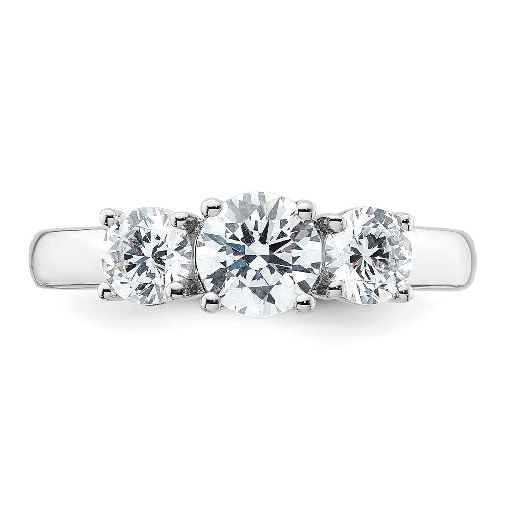 14k White Gold 1 1/2 carat Lab Grown Diamond VS+ F+ Three Stone Complete Engagement Ring