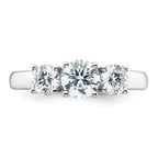 14k White Gold 1 1/2 carat Lab Grown Diamond VS+ F+ Three Stone Complete Engagement Ring