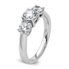 14k White Gold 1 1/2 carat Lab Grown Diamond VS+ F+ Three Stone Complete Engagement Ring